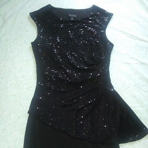 Sequined little black cocktail dress